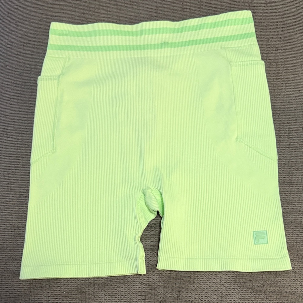 Fila Lucky Ace Seamless Bike  Neon Lime Ribbed Bike Shorts